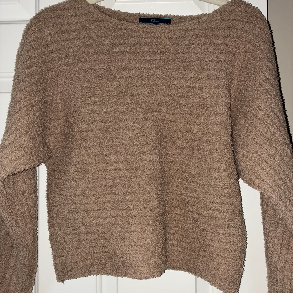 Shore Cozy Crop Taupe Sweater‎ Sz XS